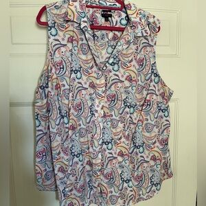 Talbots No Iron Cotton Sleeveless Button Down